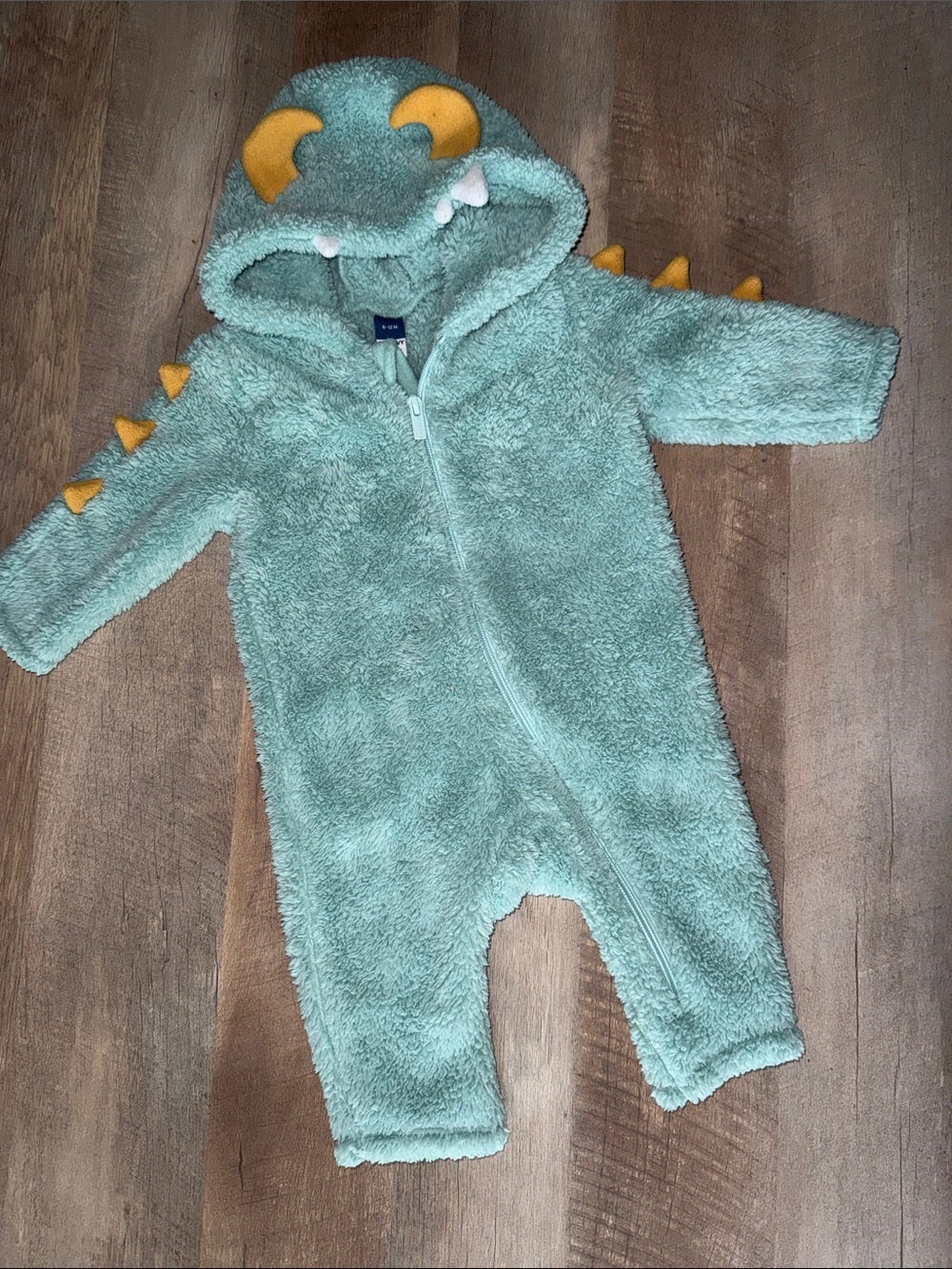Old Navy Cozy Mint Monster Plush Baby One-Piece Romper 6-12m Halloween